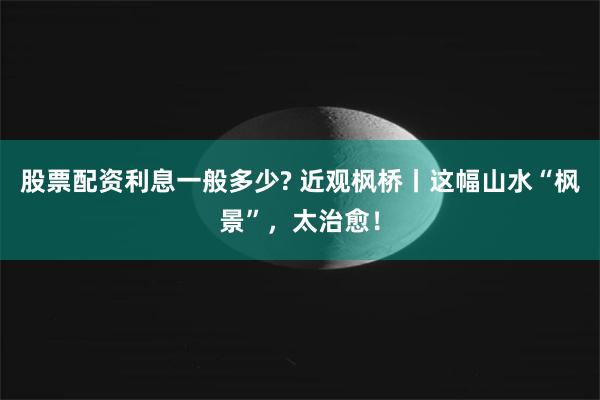 股票配资利息一般多少? 近观枫桥丨这幅山水“枫景”，太治愈！