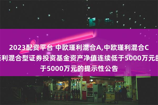 2023配资平台 中欧瑾利混合A,中欧瑾利混合C: 关于中欧瑾利混合型证券投资基金资产净值连续低于5000万元的提示性公告