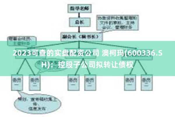 2023可查的实盘配资公司 澳柯玛(600336.SH)：控股子公司拟转让债权