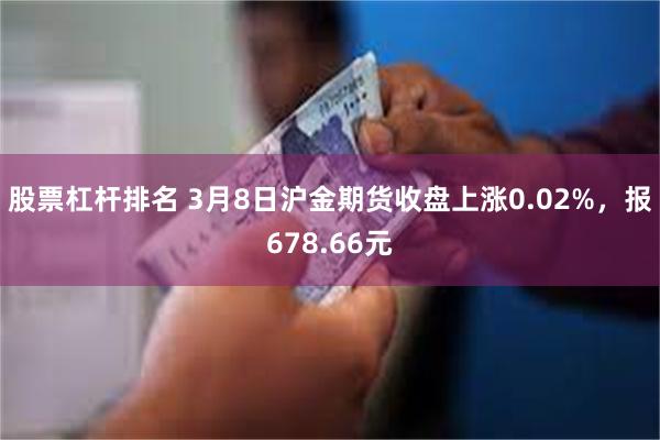 股票杠杆排名 3月8日沪金期货收盘上涨0.02%，报678.66元